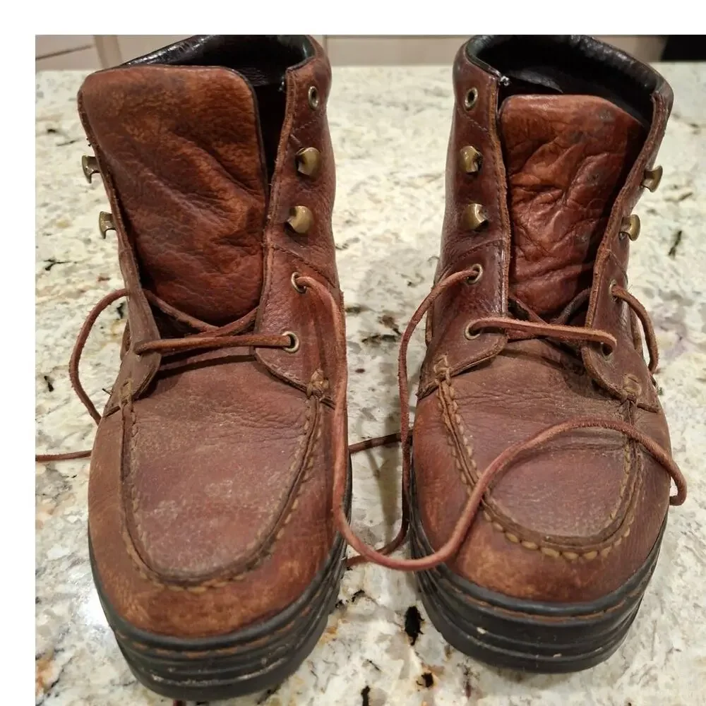 Justin Mens Chukka Boots Laceup Brown Leather Sz 9 Distressed LO991